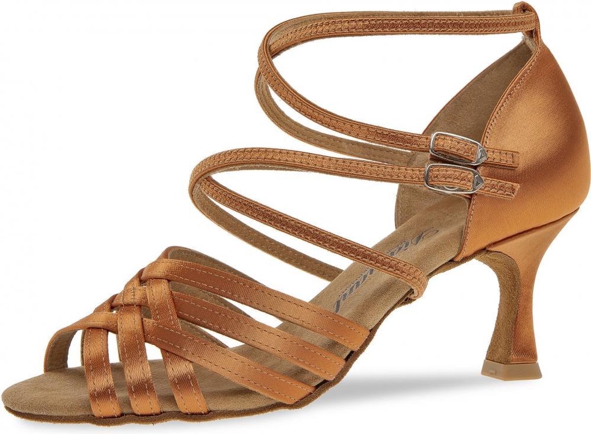 Diamant Dames Latin Dansschoenen 108-087-379 – Donker beige Satijn – 6,5 cm Hak – Maat 37