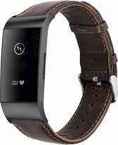 Fitbit Charge 3 leren bandje - donkerbruin