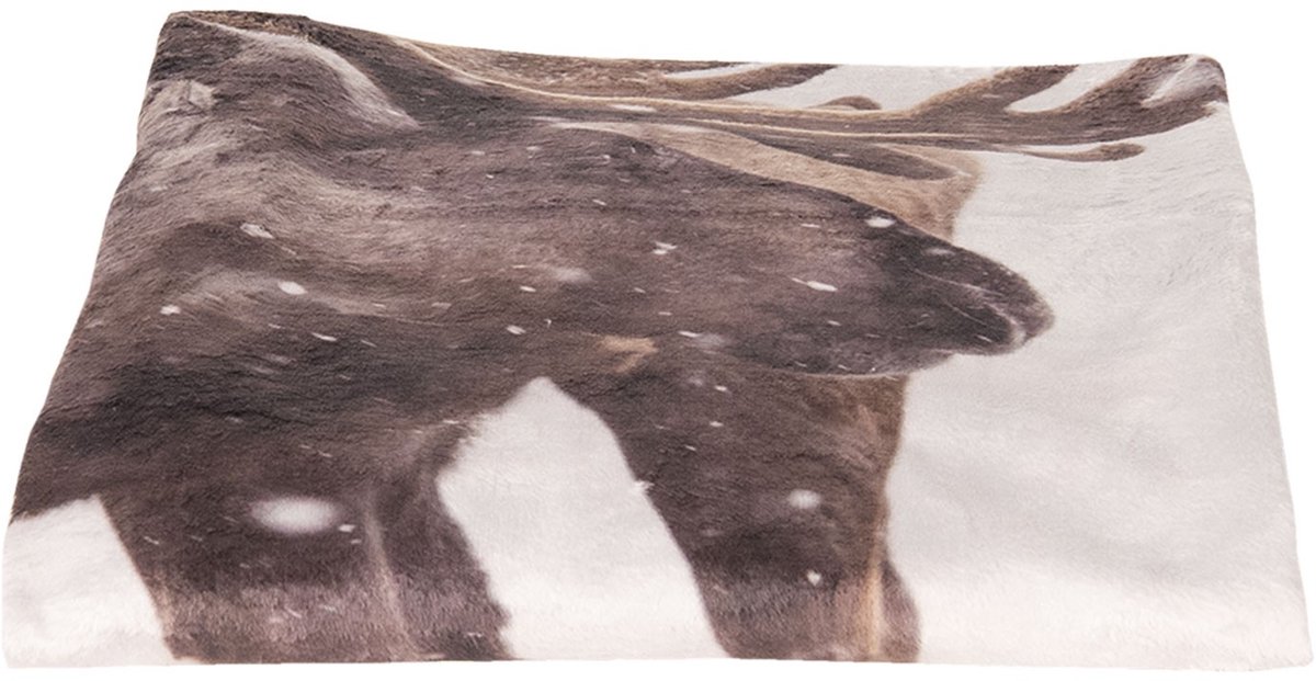 Clayre & Eef Plaid 130*170 cm Bruin Polyester Rendier Rechthoek Deken Kleed Dekentje