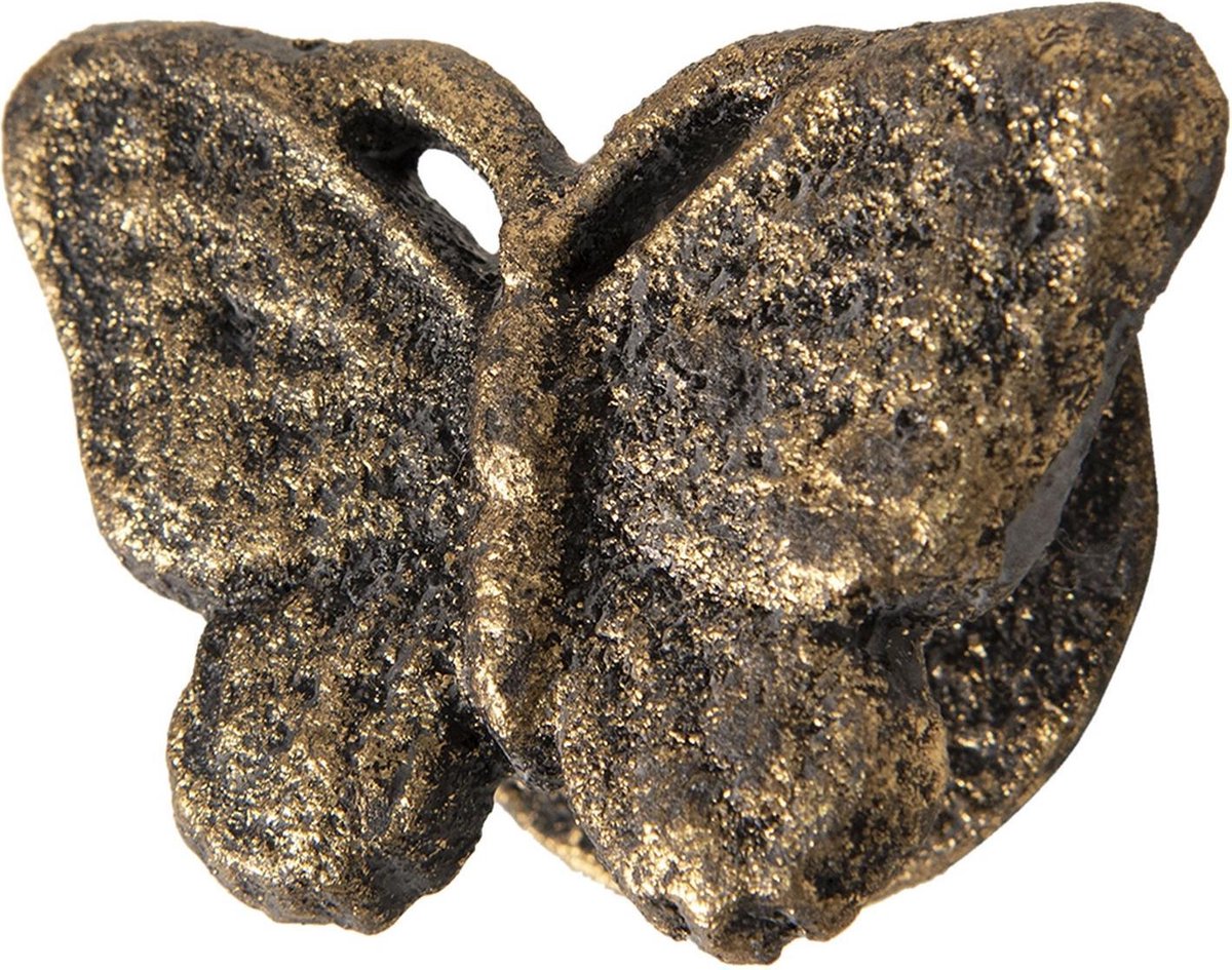 Clayre & Eef Deurknop Vlinder 8 cm Goudkleurig Ijzer Meubelknop Kastknop
