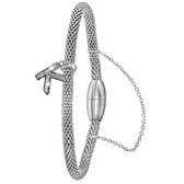 Lucardi Dames Armband mesh letter K met kristal - Staal - Armband - Cadeau - 19 cm - Zilverkleurig