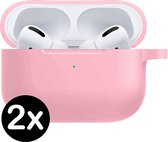 Hoes Voor Apple AirPods Pro Case Siliconen Hoesje - Licht Roze - 2 PACK