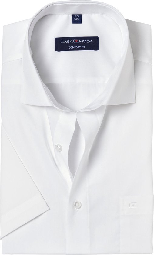 CASA MODA comfort fit overhemd - korte mouw - wit - Strijkvrij - Boordmaat: