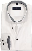 CASA MODA modern fit overhemd - wit (zwart contrast) - Strijkvriendelijk - Boordmaat: 45