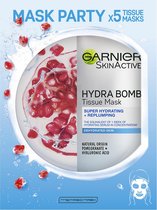 Garnier SkinActive - Hydra Bomb Sheet Mask met Granaatappel - Gezichtsmasker - 5 Stuks - Voordeelverpakking