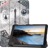 Case2go - Tablet hoes geschikt voor Samsung Galaxy Tab A 8.0 (2019) - Tri-Fold Book Case - Eiffeltoren