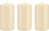 3x Cremewitte cilinderkaarsen/stompkaarsen 8 x 15 cm 69 branduren - Geurloze kaarsen – Woondecoraties