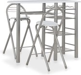 3-delige Barset met schappen hout en staal wit