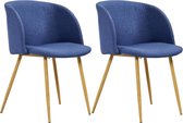 Eetkamerstoelen 2 st stof blauw