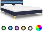 Bedframe met LED stof blauw 140x200 cm