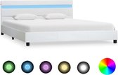 Bedframe met LED kunstleer wit 120x200 cm