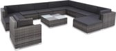 12-delige Loungeset met kussens poly rattan grijs