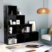 Boekenkast/kamerscherm 155x24x160 cm spaanplaat hoogglans zwart