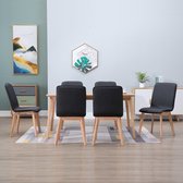 Eetkamerstoelen 6 st stof en massief eikenhout grijs