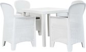 5-delige Tuinset rattan-look kunststof wit