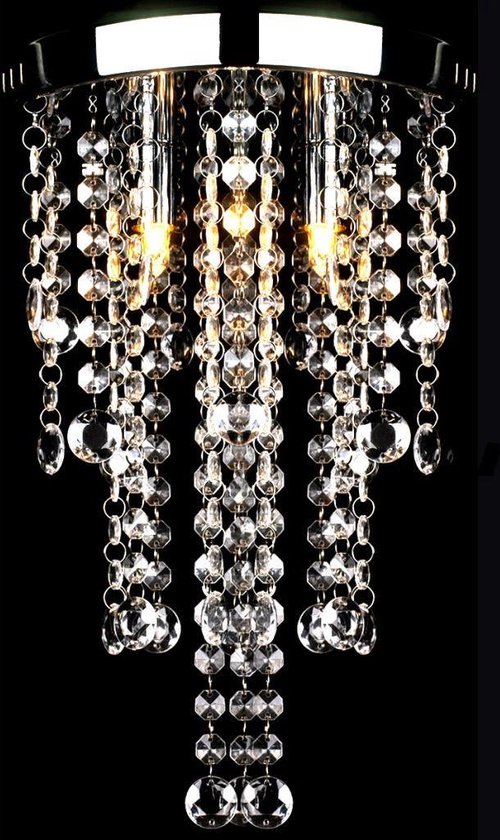 Plafondlamp met kristallen kralen (wit / metaal)