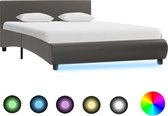 Bedframe met LED kunstleer grijs 140x200 cm