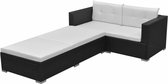 3-delige Loungeset met kussens poly rattan zwart (incl. Fleecedeken)