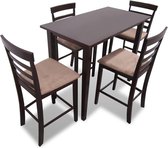 Bartafel met 4 barstoelen set hout bruin