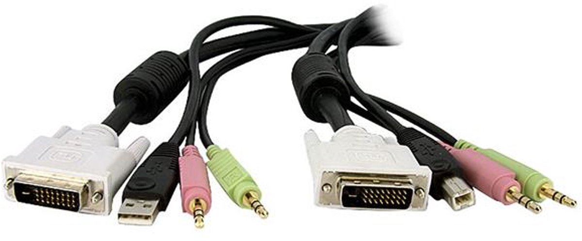 StarTech 3m 4-in-1 USB Dual-Link DVI-D KVM-switch Kabel met Audio en Microfoon