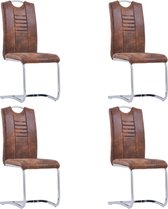 Eetkamerstoelen 4 st kunstsuéde bruin