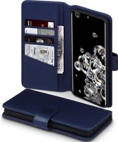 CaseBoutique Bookcase hoesje geschikt voor Samsung Galaxy S20 Ultra - Effen Donkerblauw - Echt Leer - Pashouder met 5 vakjes