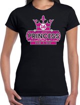 Princess 16e verjaardag t-shirt zwart voor dames XL