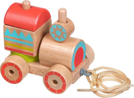 Lucy & Leo LL157 - Kinder speelgoed houten blokken trein met trekkoord