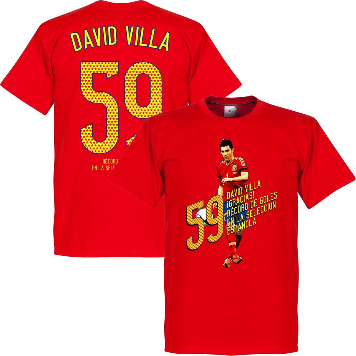 David Villa 59 Goals T-Shirt - Rood - XL