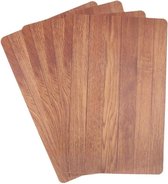 4x Placemat bruine hout print 44 cm - Placemats/onderleggers tafeldecoratie - Tafel dekken