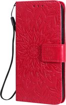 Mobigear Mandala - Telefoonhoesje geschikt voor Apple iPhone 12 Hoesje Bookcase Portemonnee - Rood