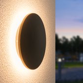 HOFTRONIC - Casper XL LED Wandlamp buiten Ø 180mm - Zwart - Rond - 9 Watt 990 lumen - IP54 muurlamp voor buiten en binnen - Tuinverlichting - Badkamer wandlamp - 3 jaar garantie