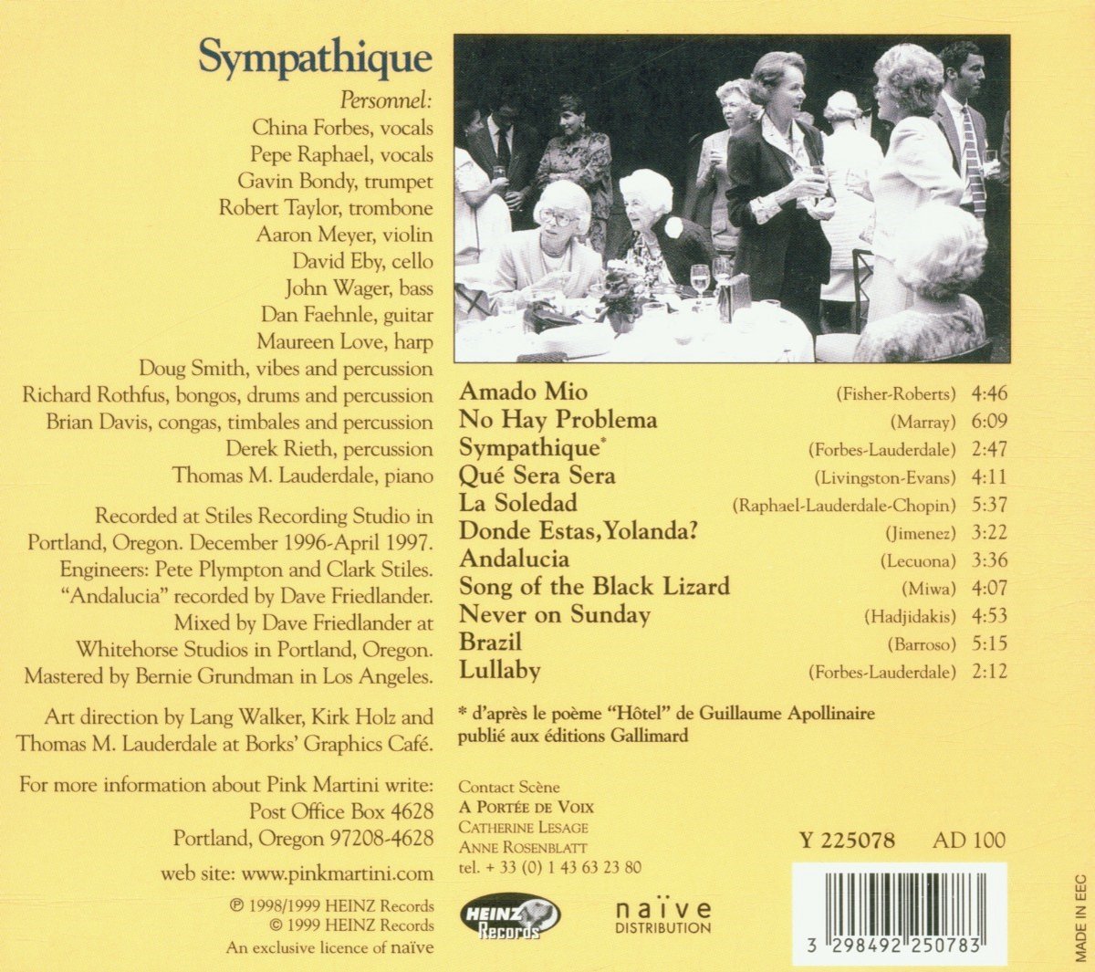 Pink Martini Sympathique (CD), Pink Martini CD (album) Muziek