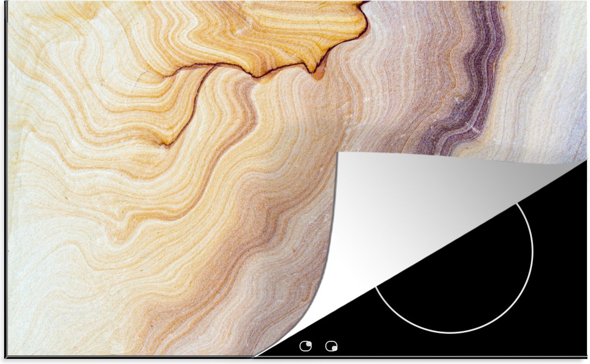 KitchenYeah® Inductie beschermer 91.2x52 cm - Marmer print - Textuur - Zandsteen - Goud - Marmerlook - Kookplaataccessoires - Afdekplaat voor kookplaat - Inductiebeschermer - Inductiemat - Inductieplaat mat