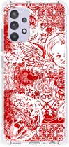 Telefoonhoesje Geschikt voor Samsung Galaxy A32 4G | A32 5G Enterprise Editie Hippe Hoesjes met transparante rand Angel Skull Red