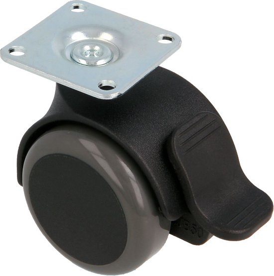 Industriële zwenkwielen metaal met rem 100 mm 2 stuks