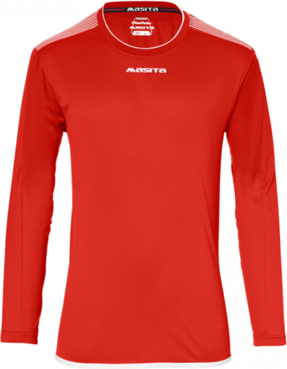 Masita | Sportshirt Sevilla Lange Mouw - Ademend - Vochtregulerend - Licht - Stevig - RED/WHITE - XXL