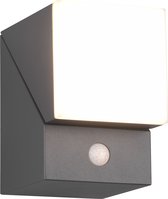 LED Tuinverlichting met Bewegingssensor - Wandlamp Buitenlamp - Torna Avirma - 7W - Warm Wit 3000K - 1-lichts - Rechthoek - Mat Antraciet - Aluminium