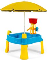 FURNIBELLA - Kinderen zand en watertafel splash watertafel strand activiteit speelgoed set voor peuters buiten en binnen met paraplu & 18 stuks accessoire set