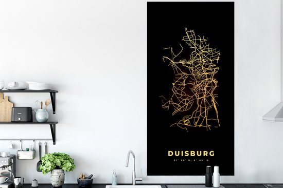 Stickers muraux - Duisbourg - Carte - Carte - Or - Plan de la ville - 80x160 cm - Feuille adhésive