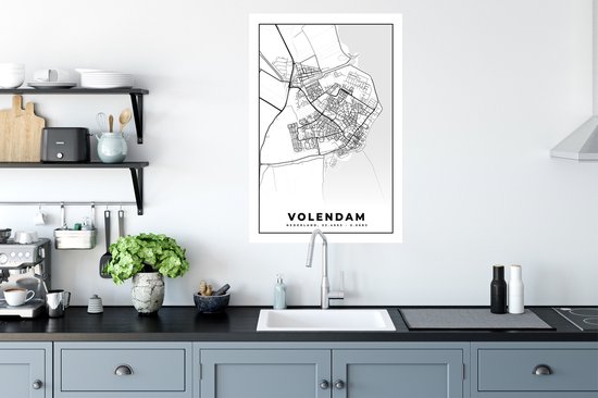 Stickers muraux - Carte - Volendam - 60x90 cm - Feuille adhésive - Plan de la ville