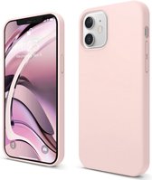Siliconen hoesje compatibel met iPhone 12-hoesje & compatibel met iPhone 12 Pro-hoesje (6.1"), hoogwaardige siliconen, allround bescherming mobiele telefoonhoes: 3-laags structuur beschermhoes (roze)
