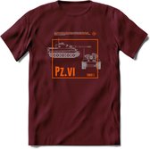 Tiger tank panzer 6 leger T-Shirt | Unisex Army Tank Kleding | Dames / Heren Tanks ww2 shirt | Blueprint | Grappig bouwpakket Cadeau - Burgundy - S