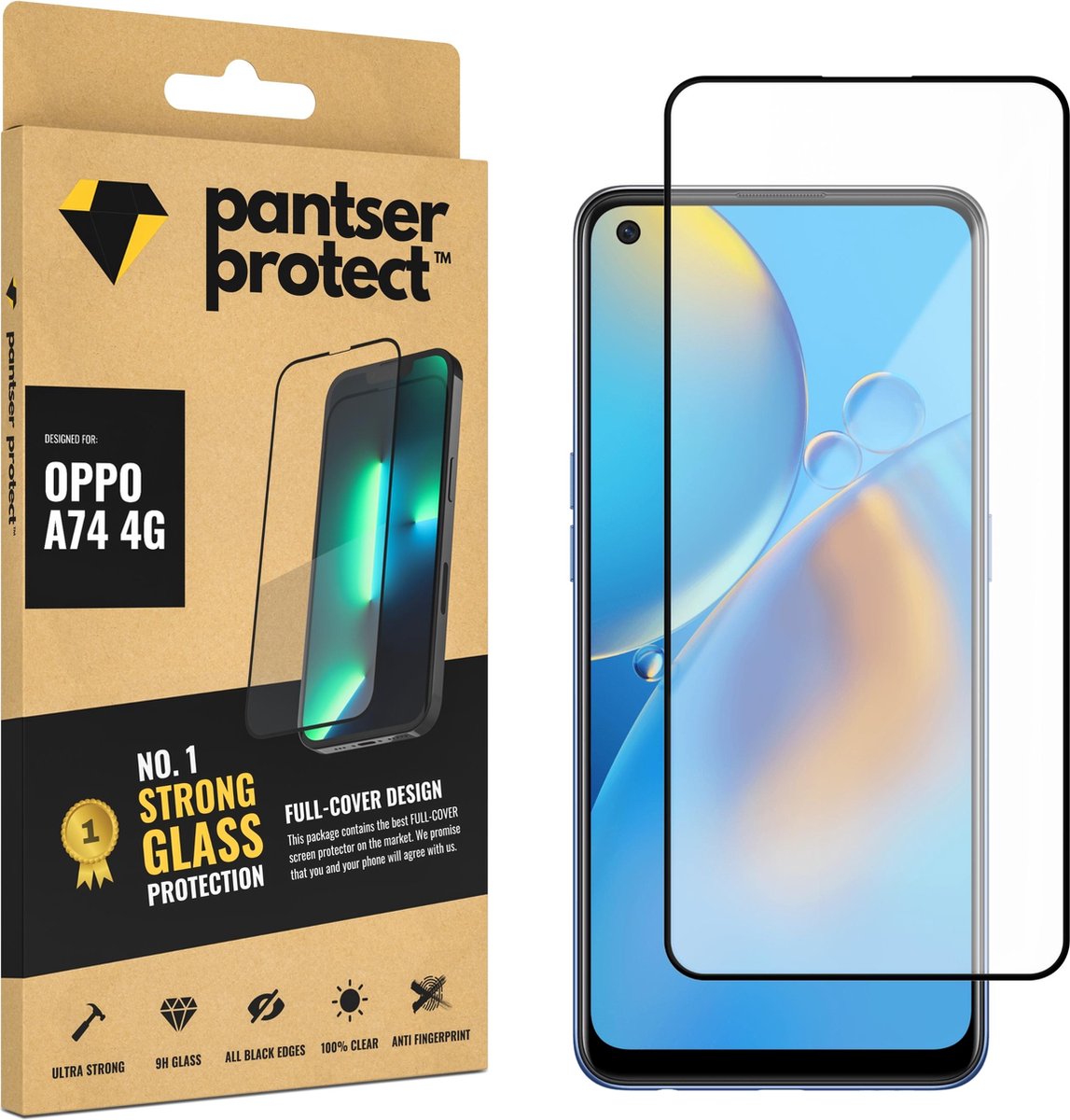 Pantser Protect™ Glass Screenprotector Geschikt voor OPPO A74 4G - Case Friendly - Premium Pantserglas - Glazen Screen Protector