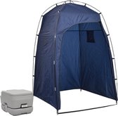 vidaXL Campingtoilet met tent draagbaar 10+10 L blauw