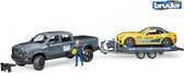 Bruder 02504 RAM Power Wagon en Roadster Bruder Racing Team + Figuur 1:16