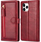 iPhone SE 2022 Book Case Hoesje met Rits - Kunstleer - Pasjeshouder - Portemonnee - Apple iPhone SE 2022 - Rood