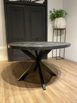 Ronde tafel met spinpoot - 120 cm mango hout zandstraal zwart