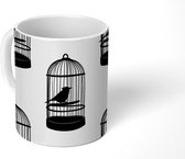 Mok - Koffiemok - Patronen - Vogel - Zwart Wit - Mokken - 350 ML - Beker - Koffiemokken - Theemok
