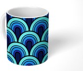 Mok - Koffiemok - Patronen - Bogen - Blauw - Jaren 20 - Mokken - 350 ML - Beker - Koffiemokken - Theemok